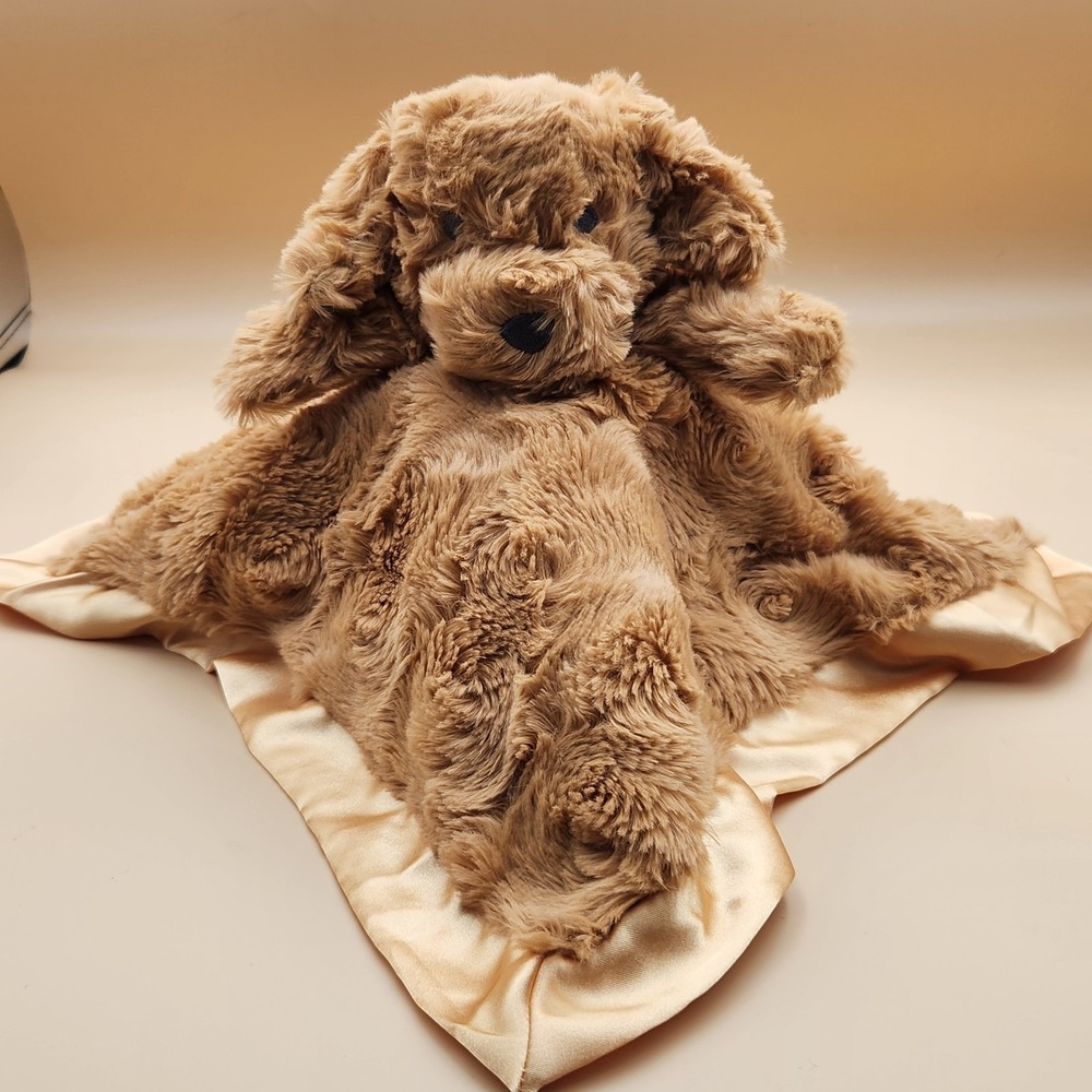 Cloud Island Brown Dog Golden Retriever Lab Lovey Satin Trim Security Blanket